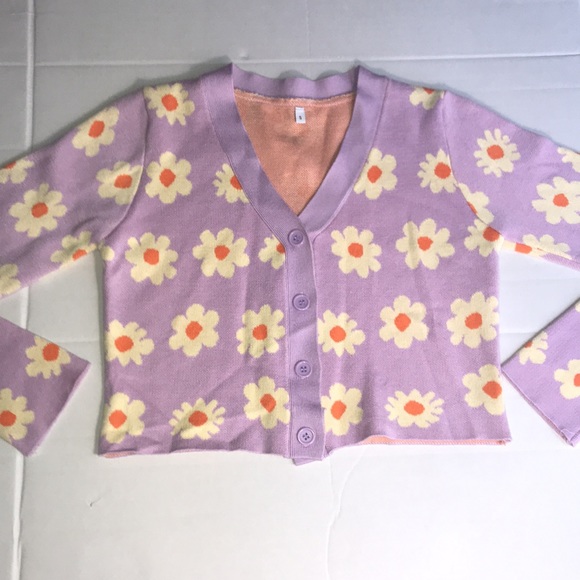 Soft Girl Daisy Lilac Crop Sweater size S - Picture 6 of 11